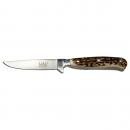 Hunting-knife stainless with real stag-horn handle and leather-sheath